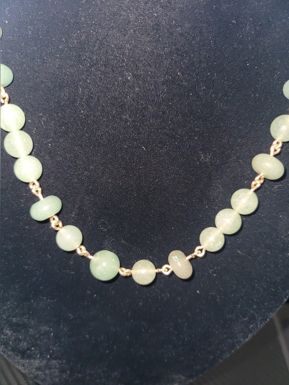 Vintage 16" Light Green Gemstone Station Necklace Wire Wrapped Jade Aventurine - Picture 8 of 10
